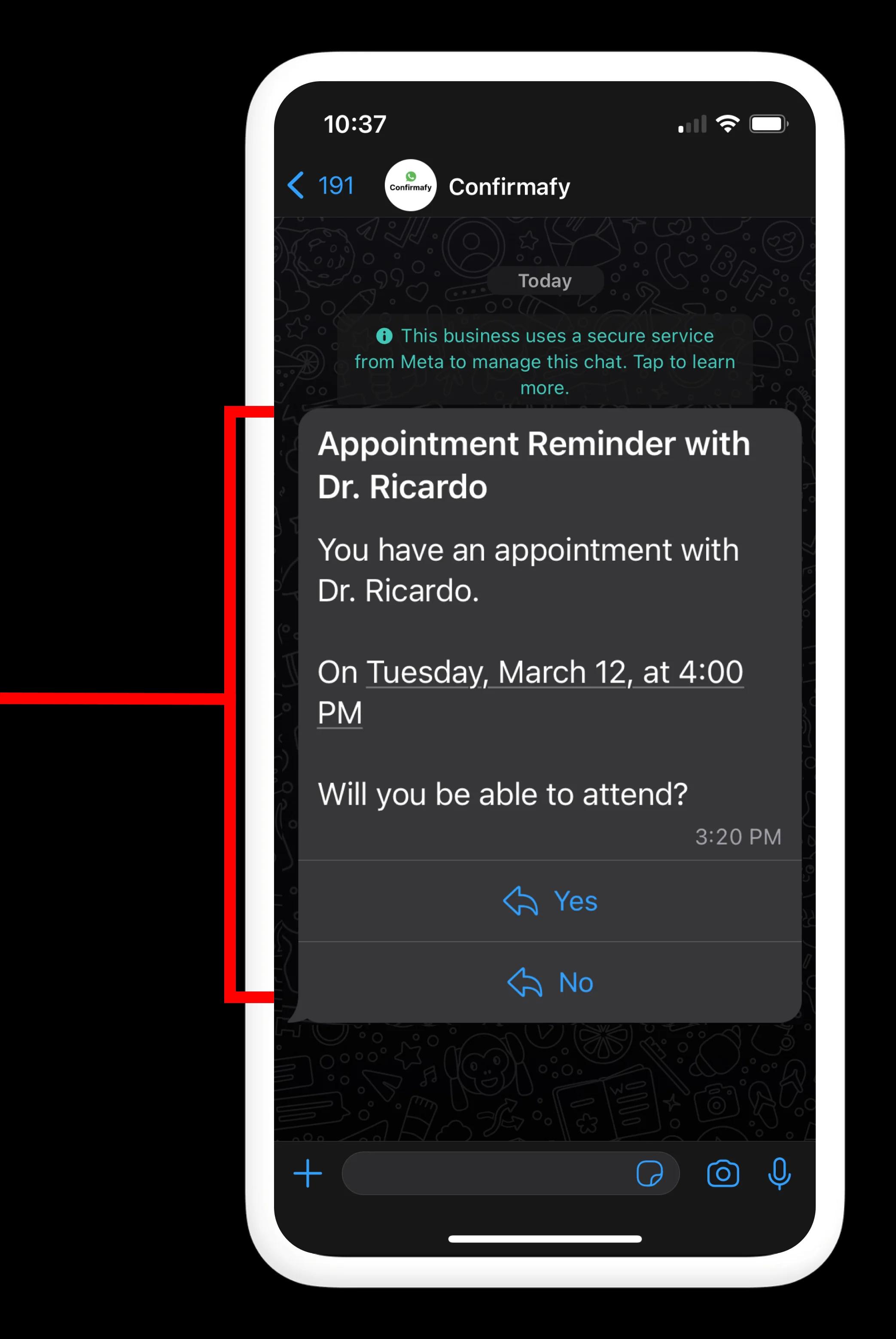 Appointment confirmation over WhatsApp